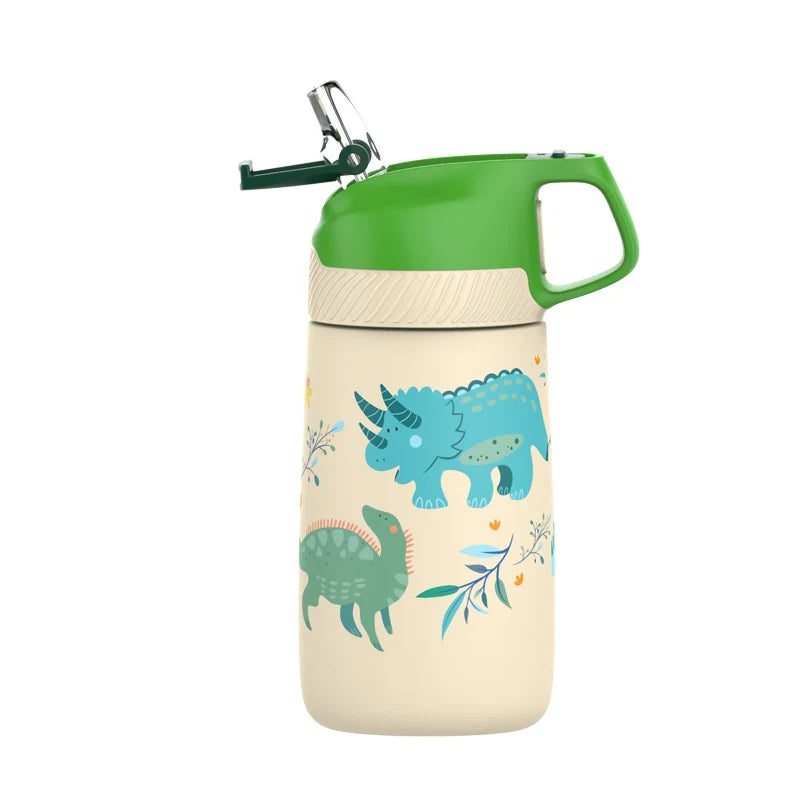 Gourde Thermos Enfant avec Paille - 350 mL - Motif : Dinosaures