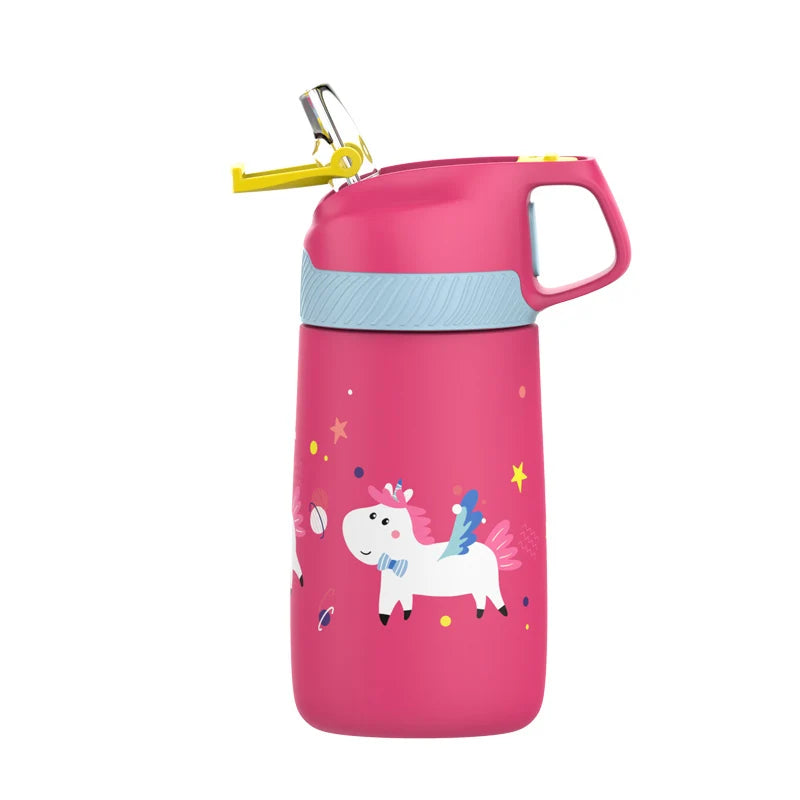 Gourde Thermos Enfant avec Paille - 350 mL - Motif : Cheval Ailé
