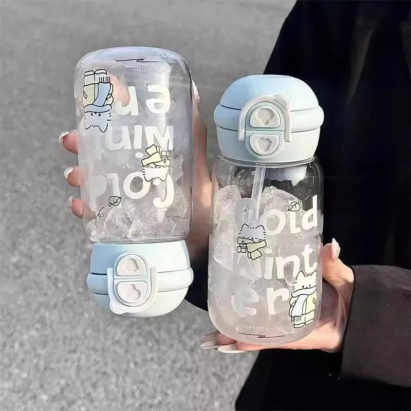 Gourde Etanche Transparente - 500 mL - Modèle : Winter Kawaïï