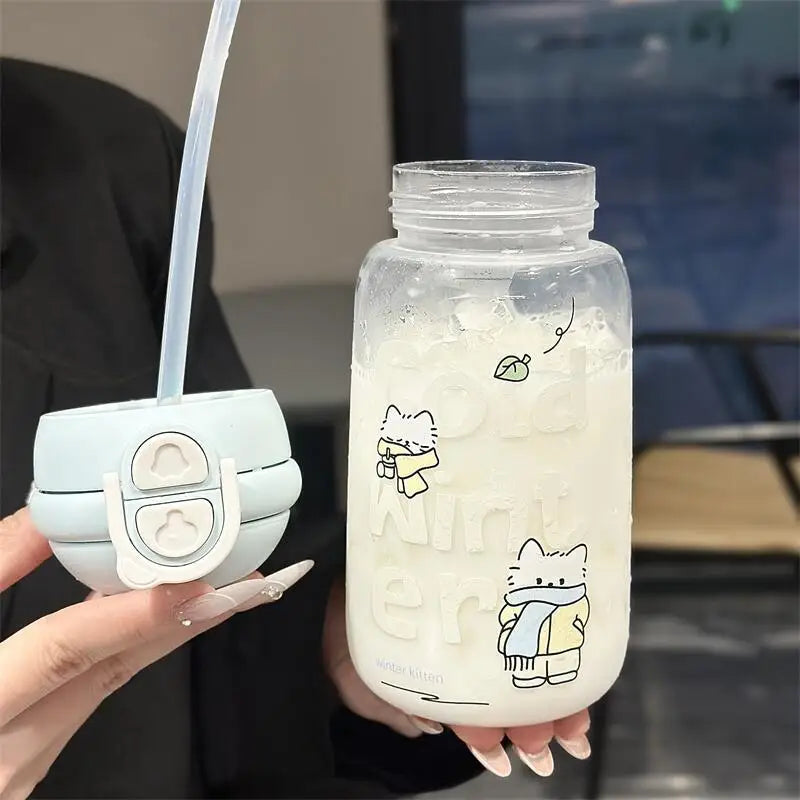 Gourde Etanche Transparente - 500 mL - Modèle : Winter Kawaïï