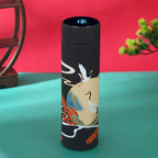 Thermos à Affichage de Température Numérique - Thème : Japon - Grue Noir