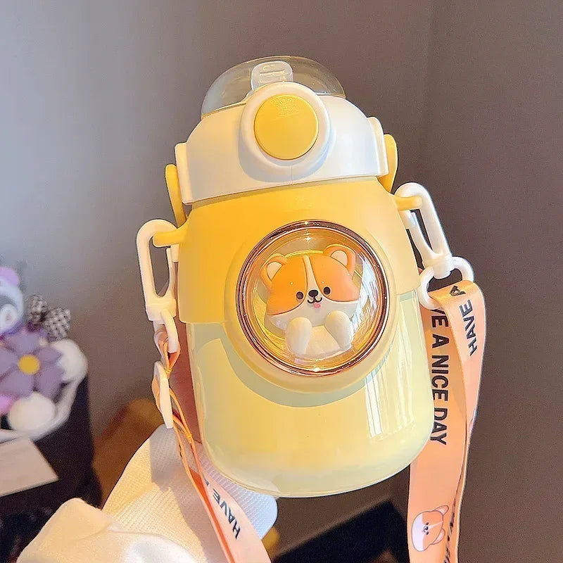 Gourde Enfant avec Paille Kawaïï - 700 mL - Animaux Divers