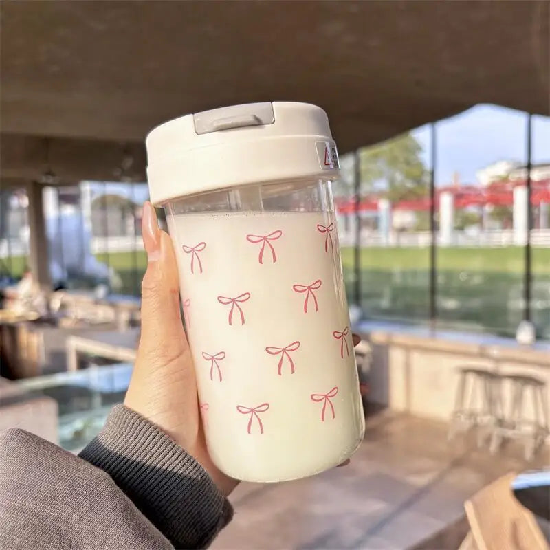 Gourde en Plastique Transparent Avec Paille - Etanche - Modèle Noeuds