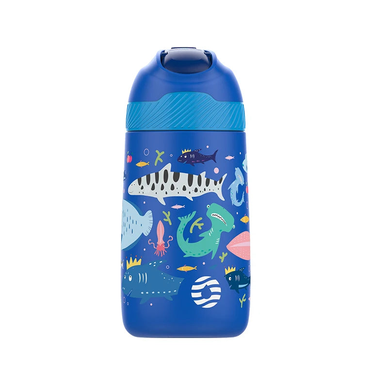 Gourde Thermos Enfant avec Paille - 350 mL - Motif : Mer